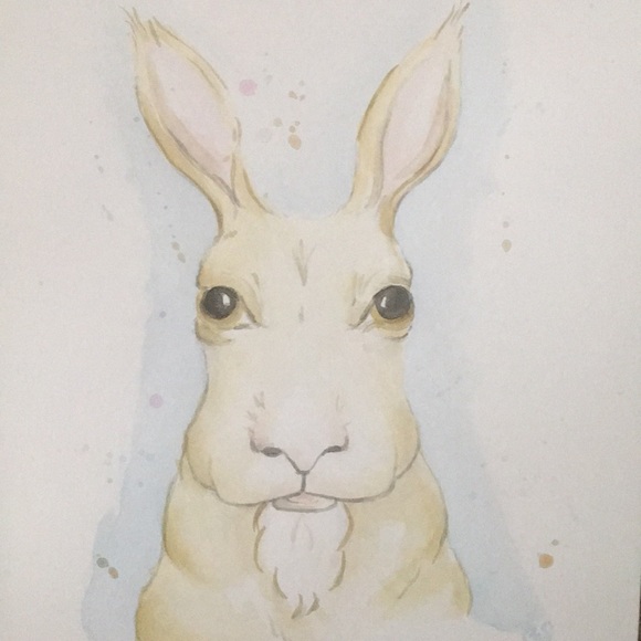 Original Watercolor/ cute bunny on mix media paper - Picture 2 of 6